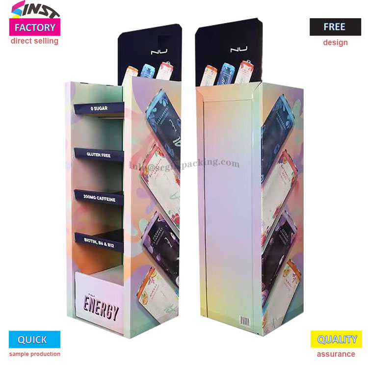 Energidrik display rack: Brug af farve og information til at sætte 