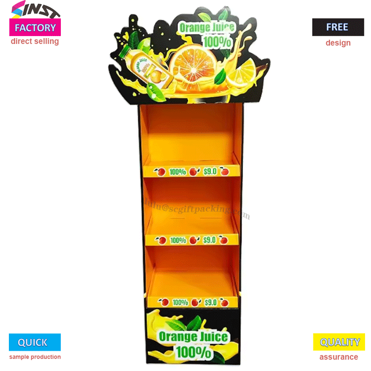 Hot Selling Paperboard Display Stand til appelsinjuice